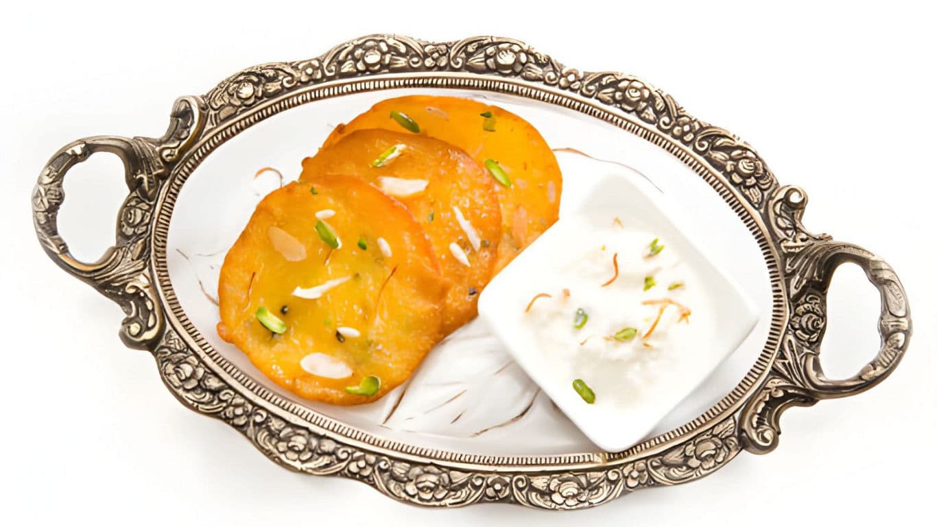 Traditional dessert with syrup and cream