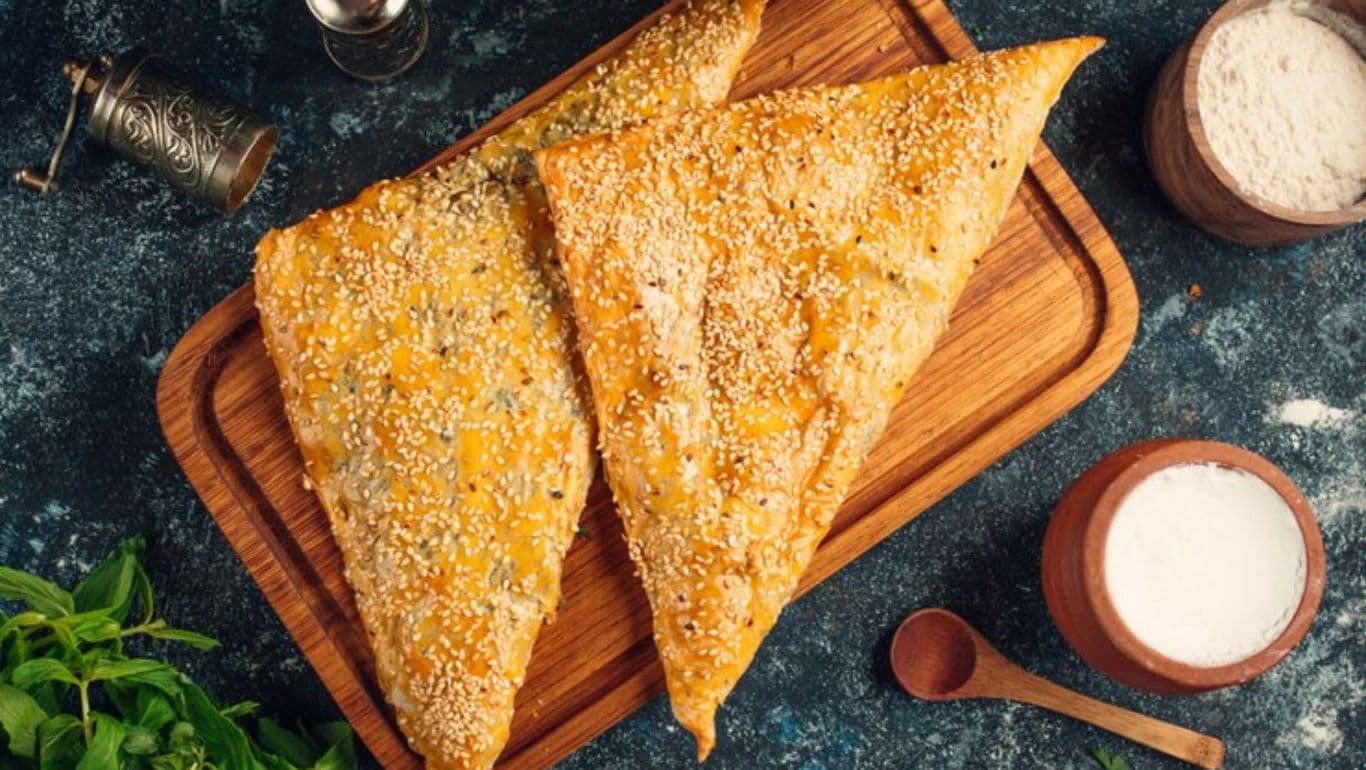 Golden Sesame-Crusted Pastry Triangles