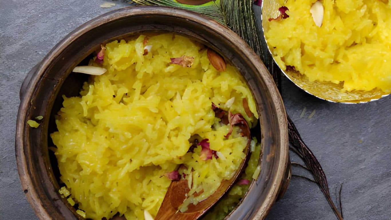 Traditional Sweet Yellow Rice in Bowl