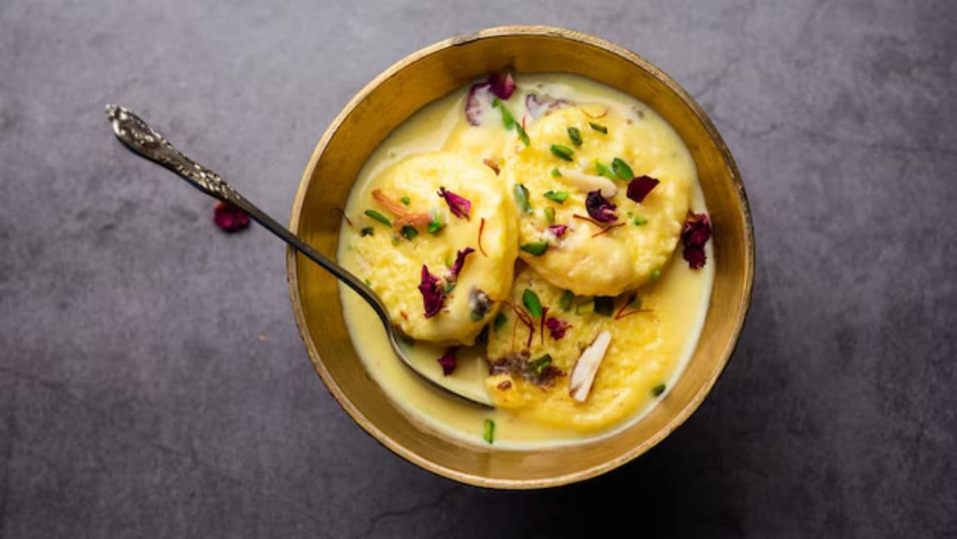 Traditional Rasmalai in Brass Bowl