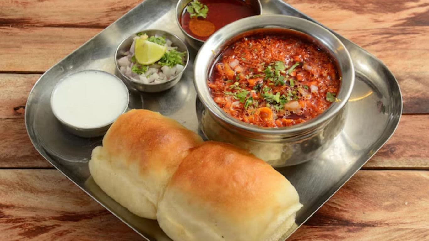 Traditional Indian Pav Bhaji meal served