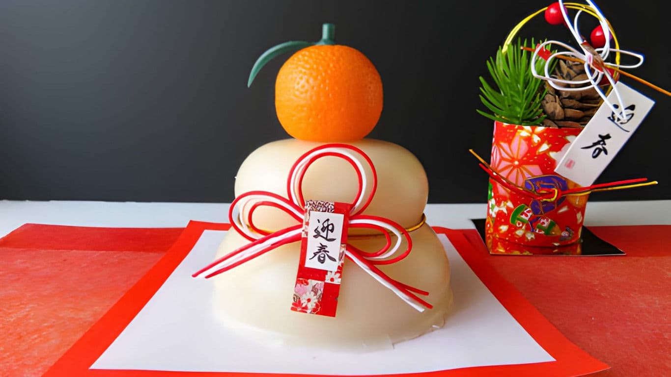Traditional Japanese New Year Kagami Mochi Display