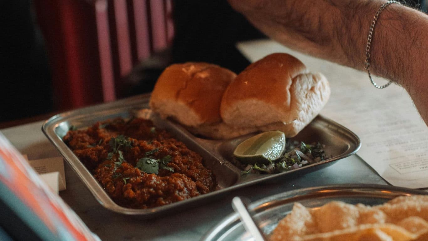 Indian street food with pav and curry