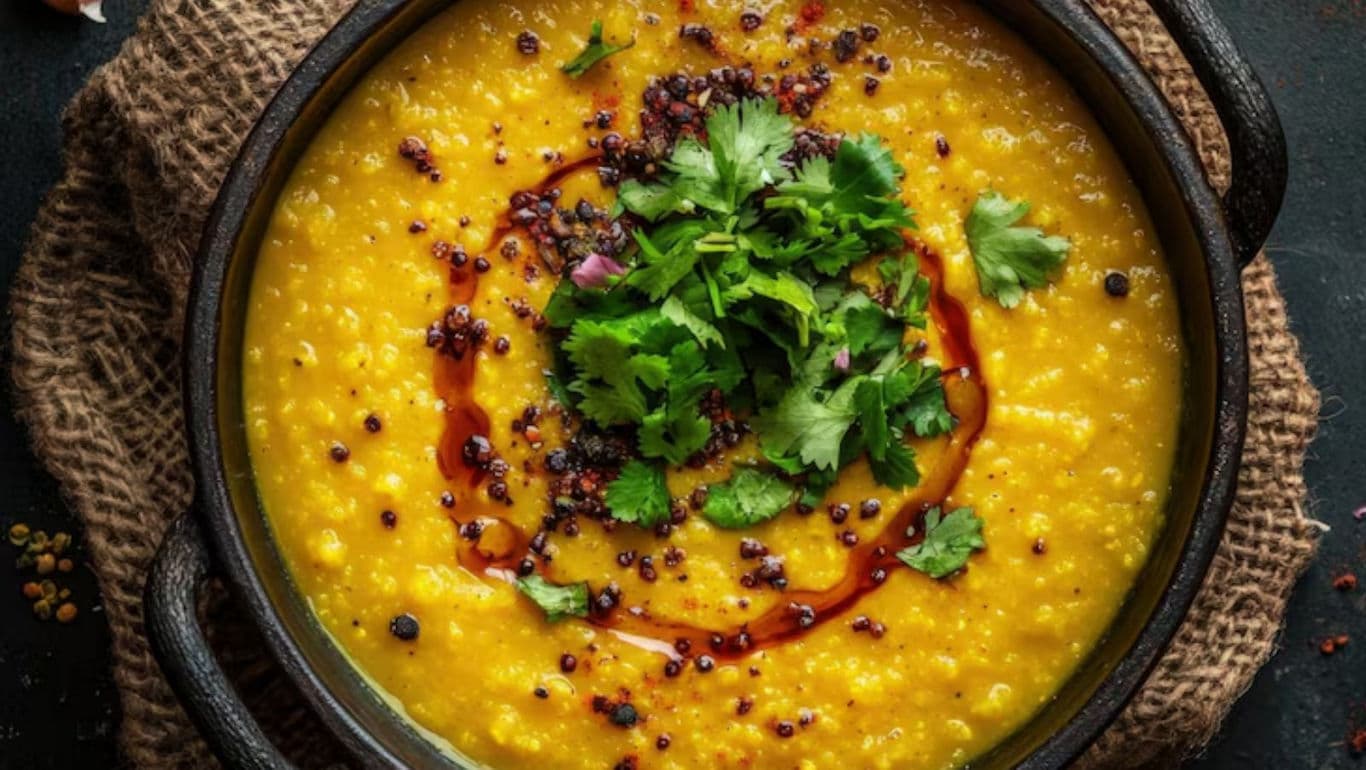 Bowl of Lentil Soup with Garnish