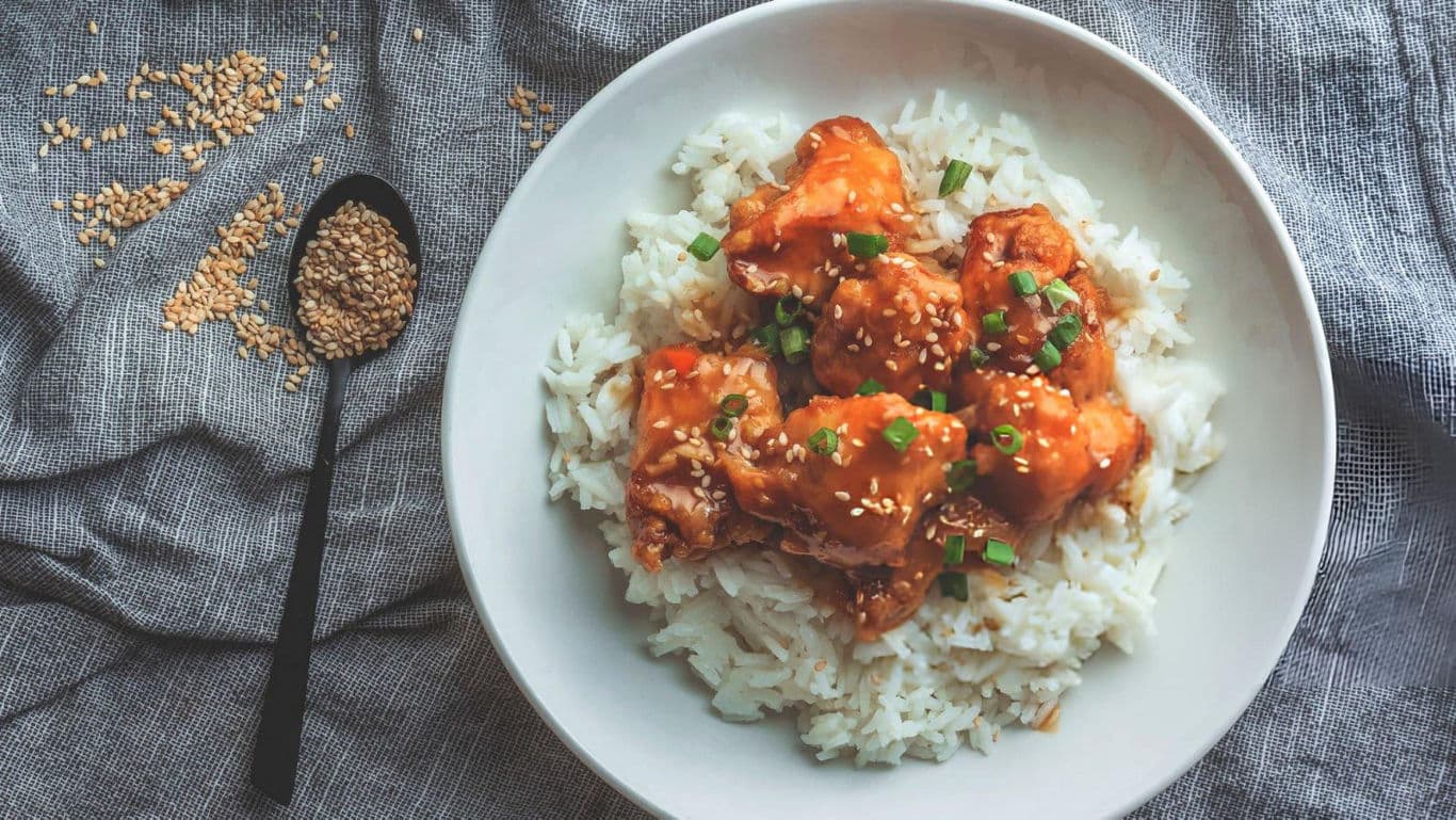 Teriyaki Chicken on White Rice Dish