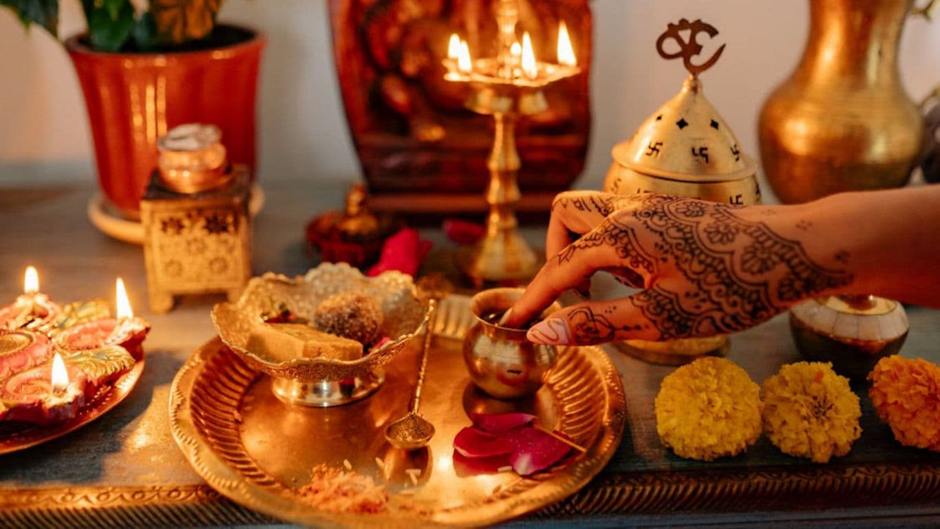 Hand with henna during festive ritual