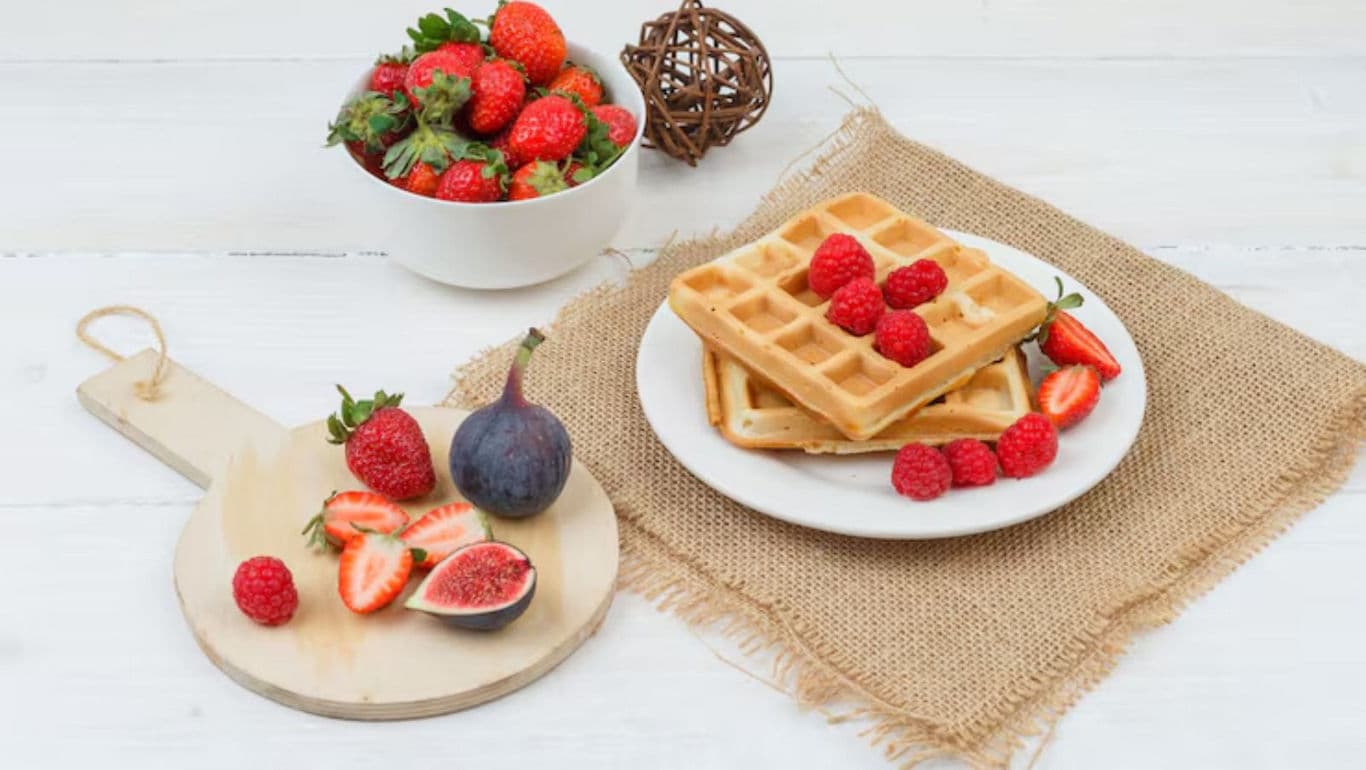 Waffles with Fresh Berries and Figs