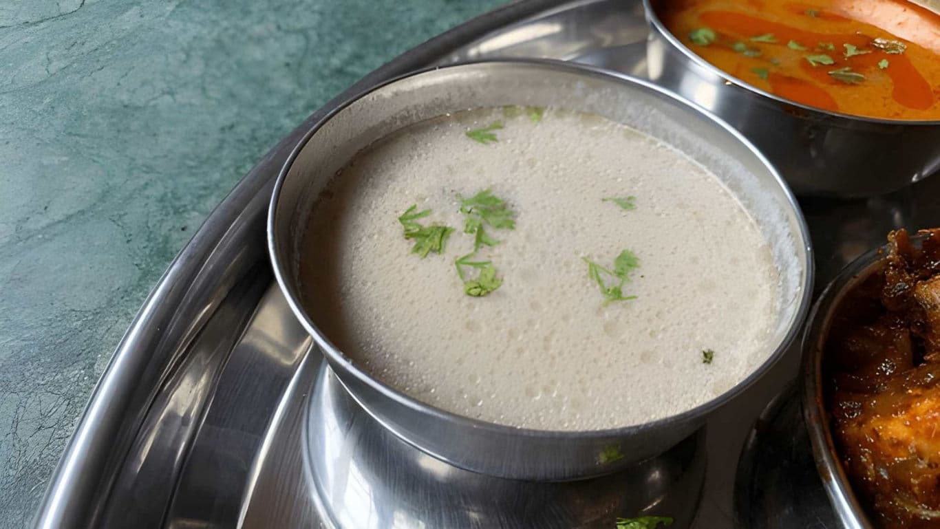 Traditional Indian meal with curd and curry