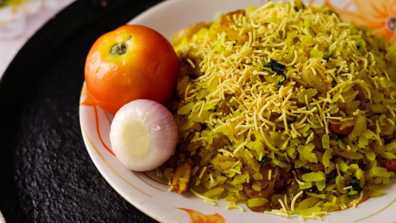 Plate of Poha with Tomato and Onion