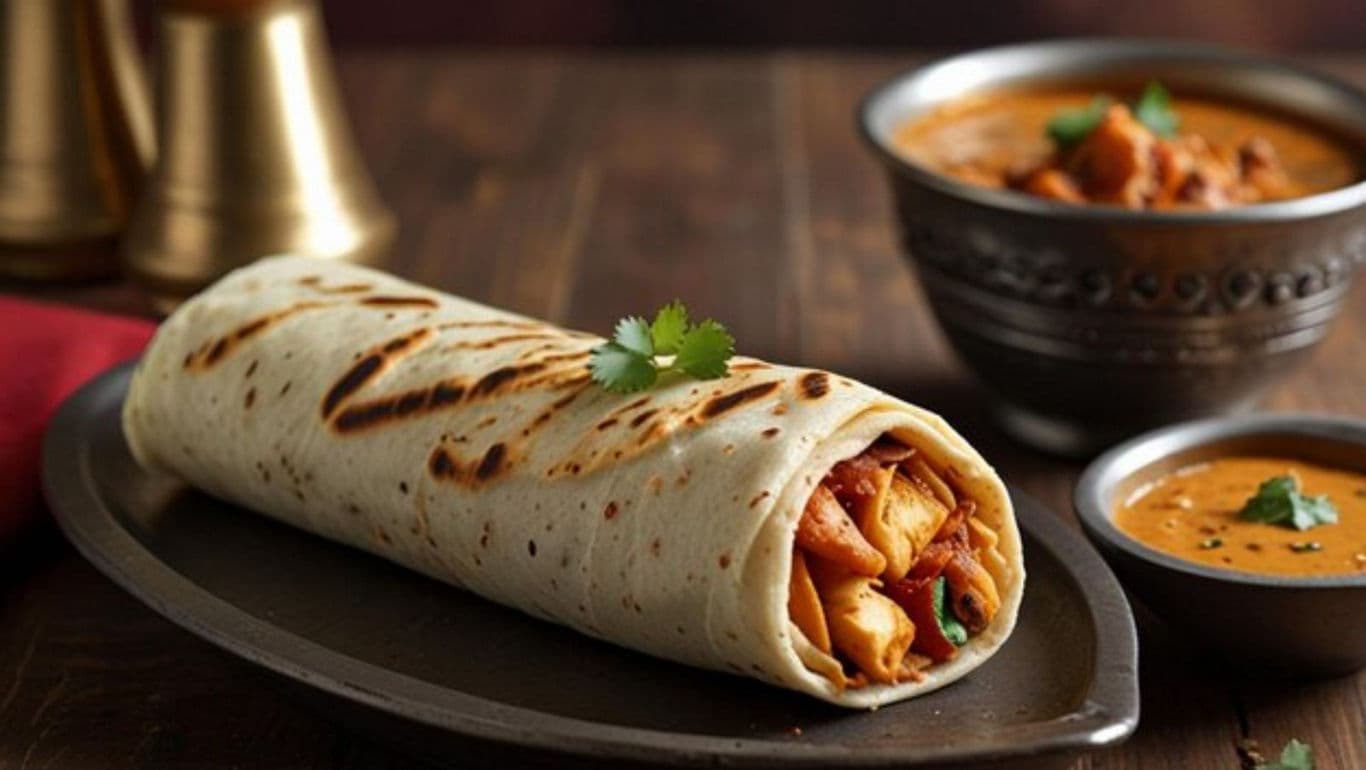 Grilled Chicken Wrap with Indian Curry Sides