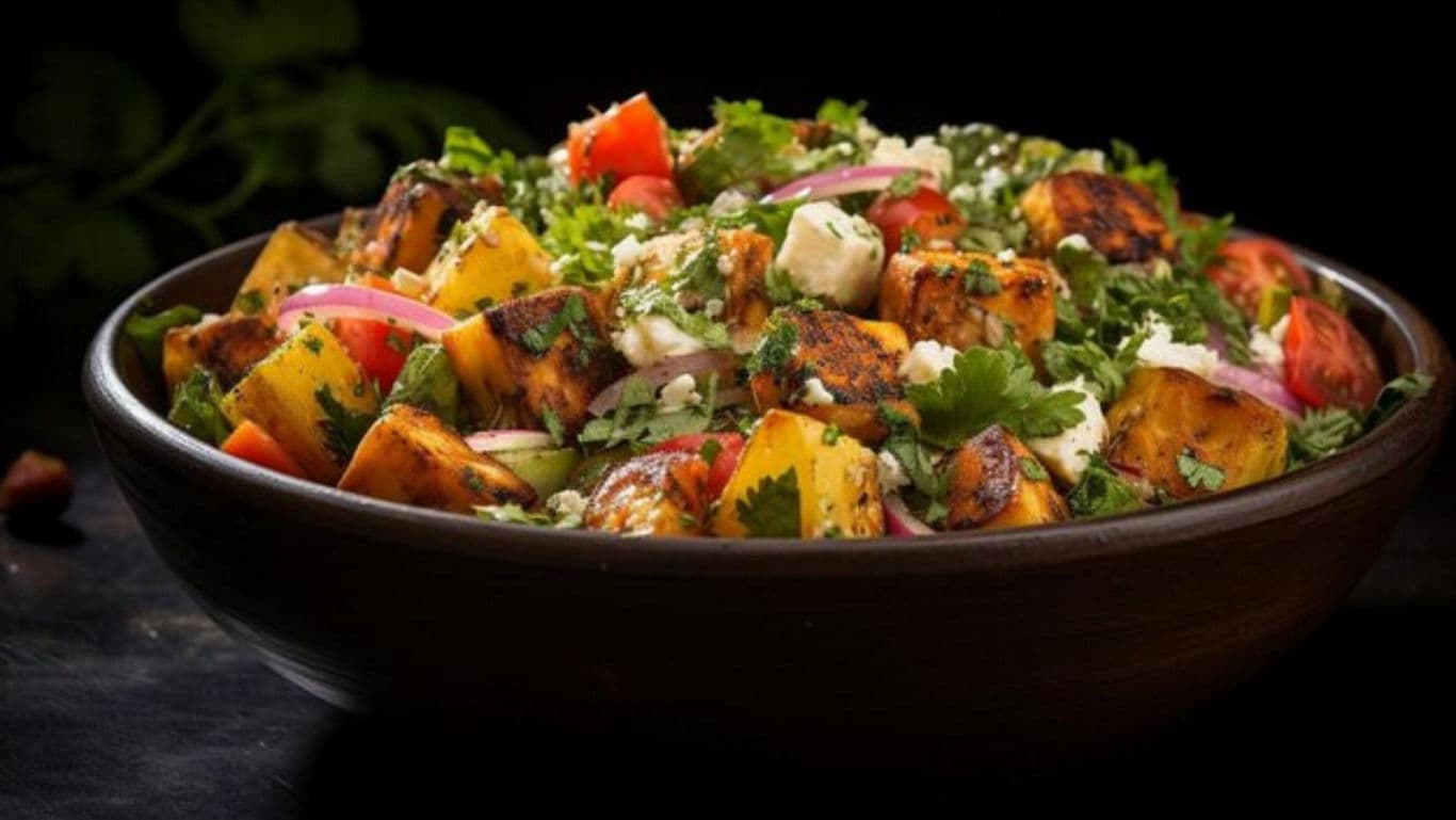 Grilled vegetable salad with fresh herbs