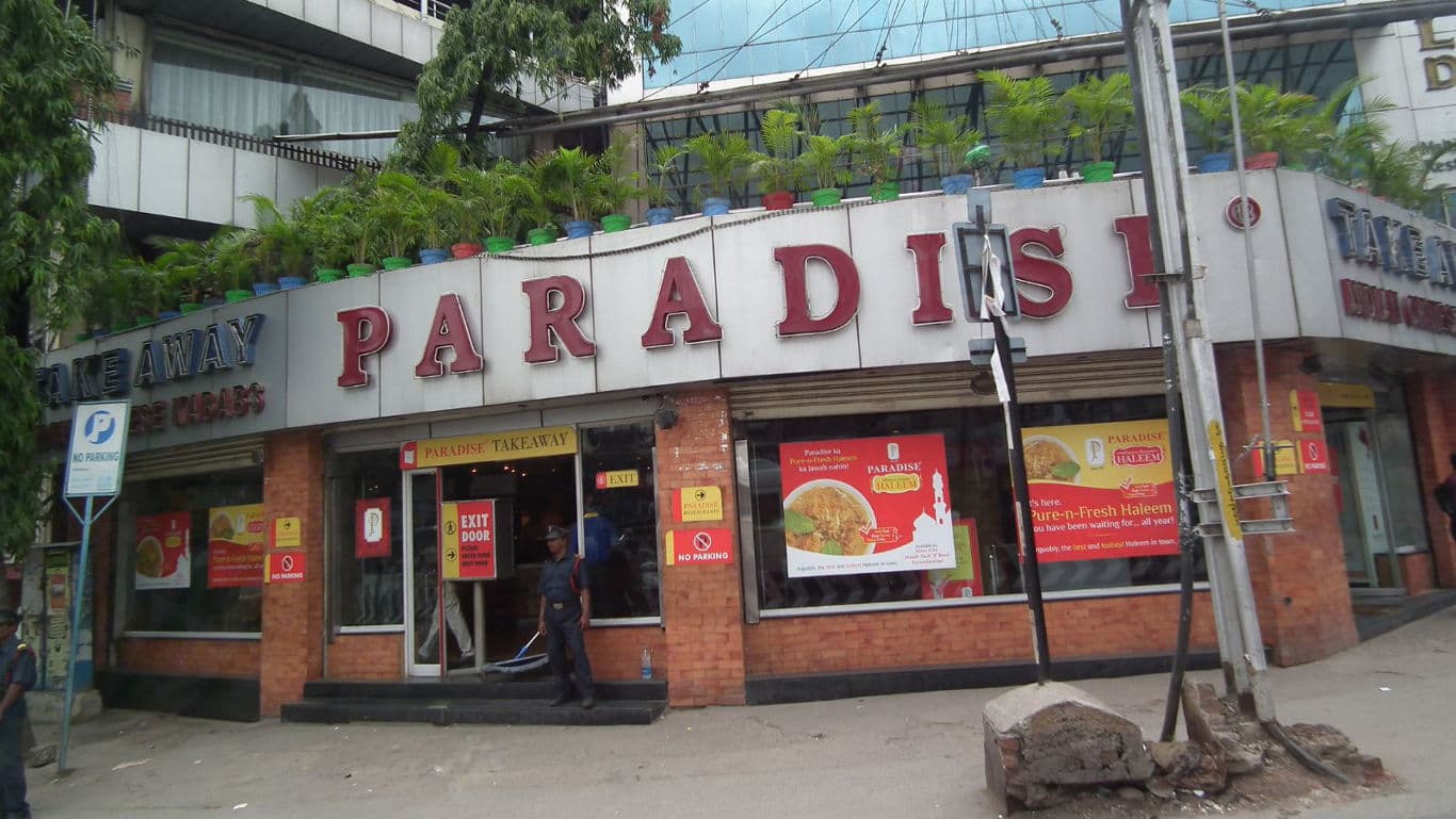 Paradise restaurant exterior with signage