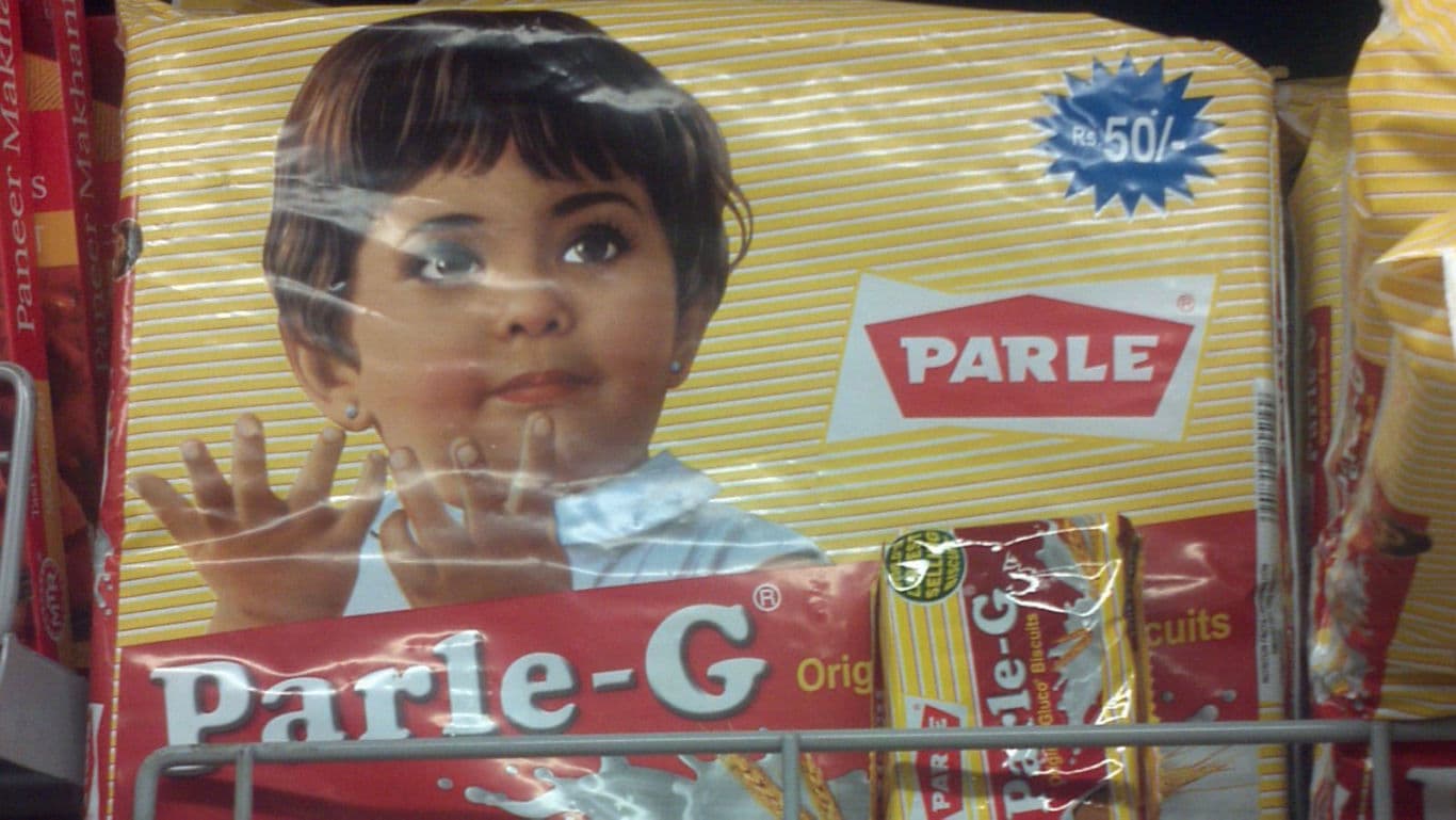 Parle-G biscuit pack with visible text
