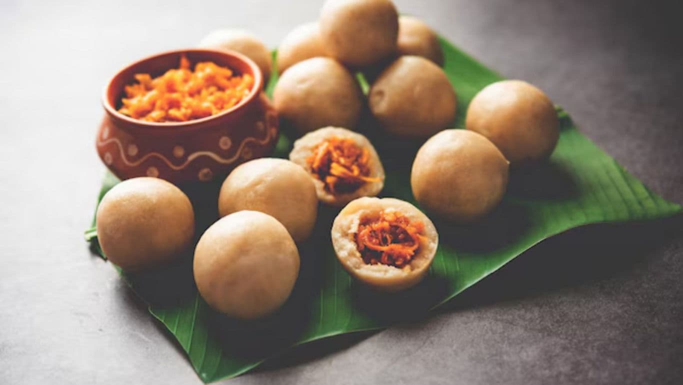 Traditional Indian sweet modak with coconut filling