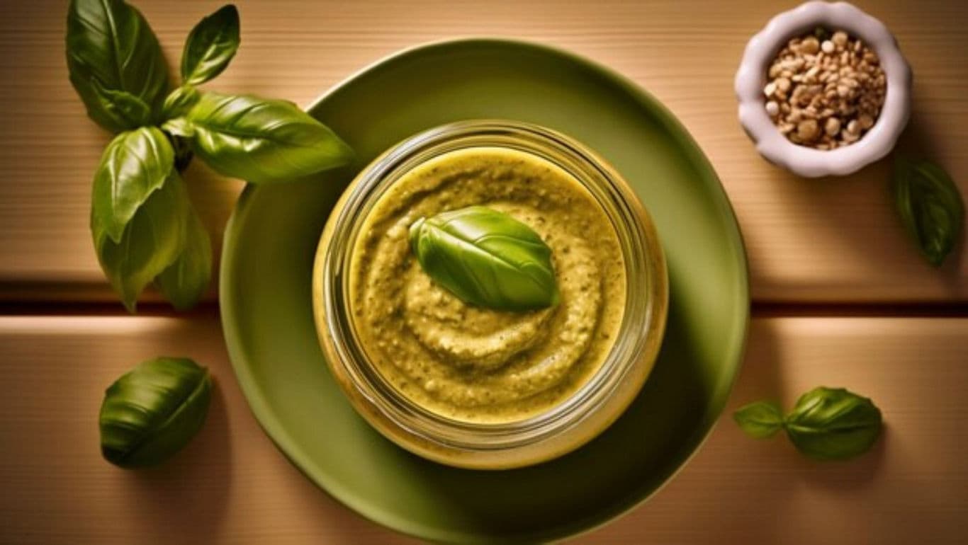 Fresh Basil Pesto in Glass Jar