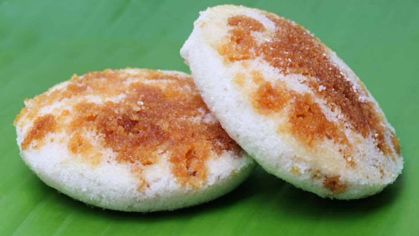Traditional Steamed Rice Cakes on Banana Leaf