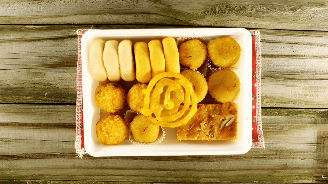 Platter of Gujarati sweets.