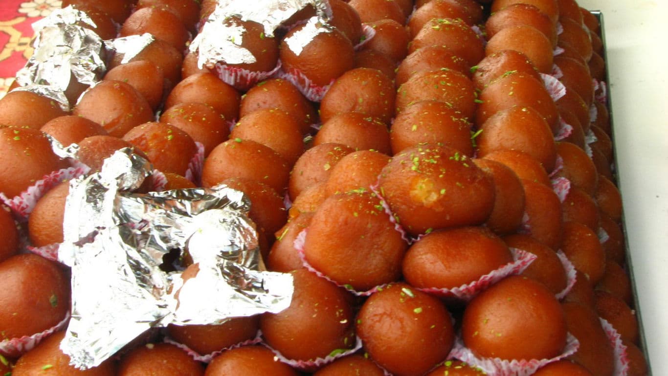 Traditional Indian sweets with silver garnish