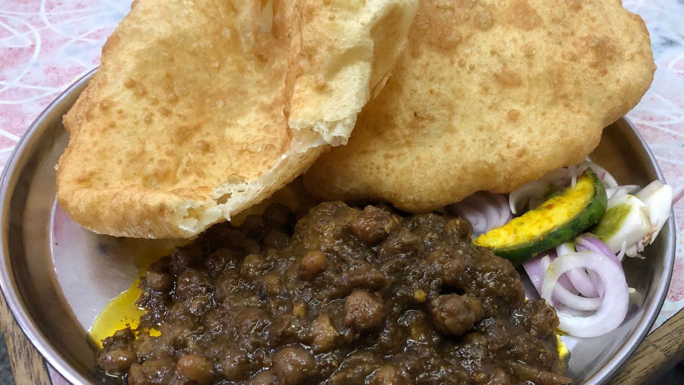 Traditional Indian dish with fried bread