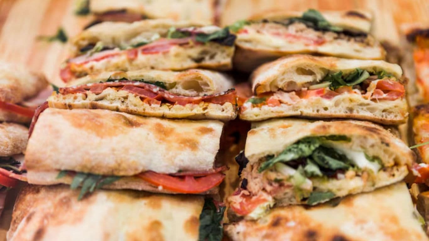 Freshly made vegetable panini sandwiches