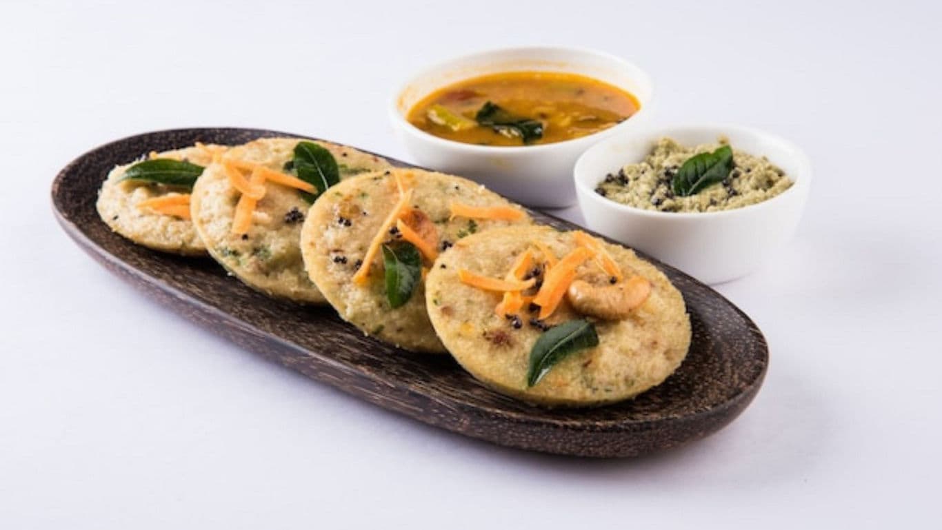 South Indian breakfast with chutney and sambar