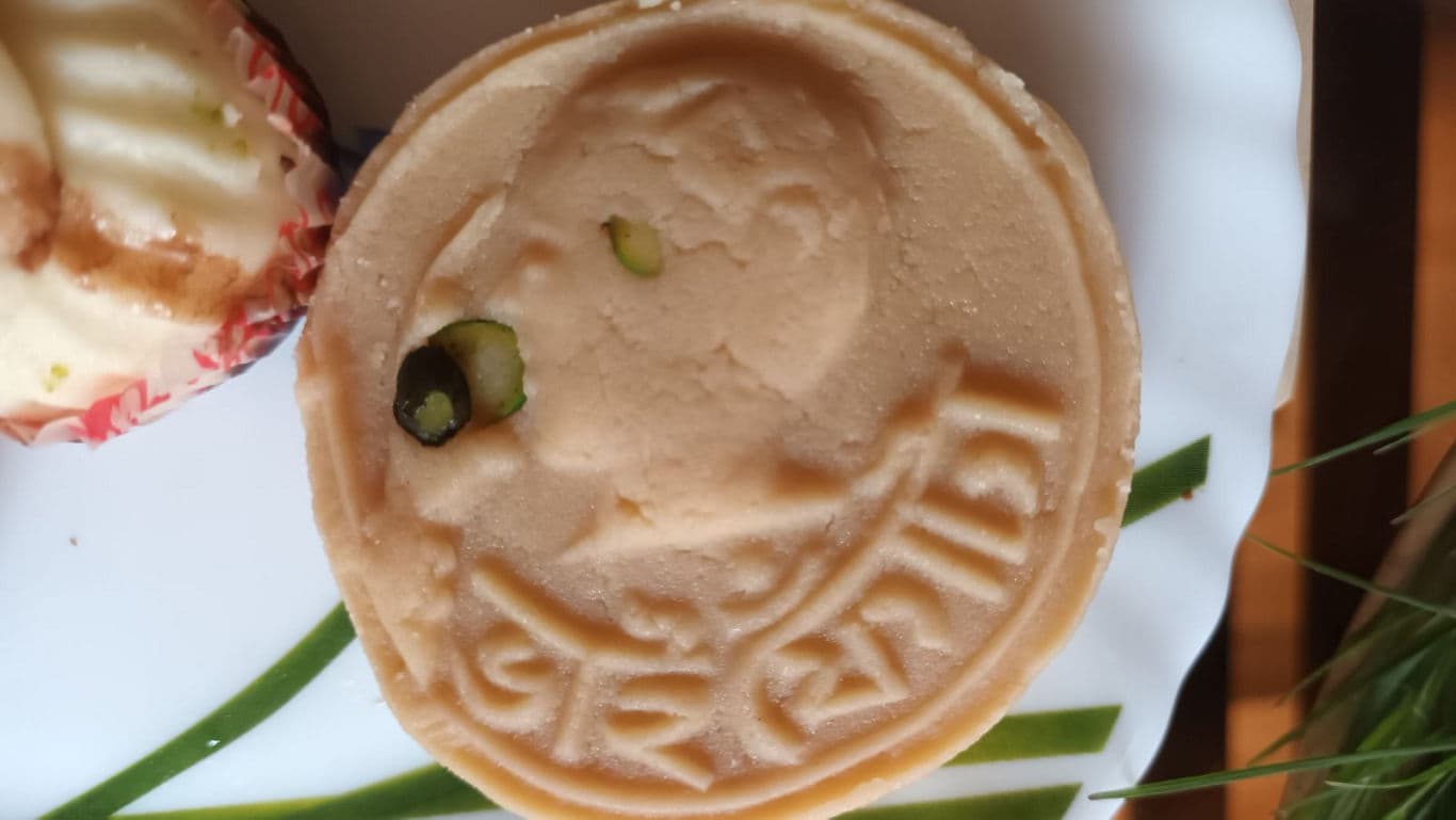 Traditional dessert with embossed design