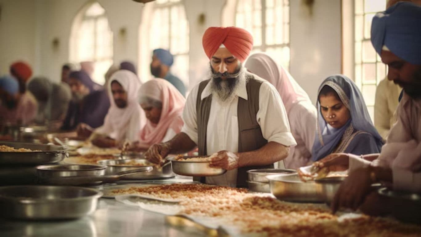 Volunteers Preparing Food in Community Kitchen
