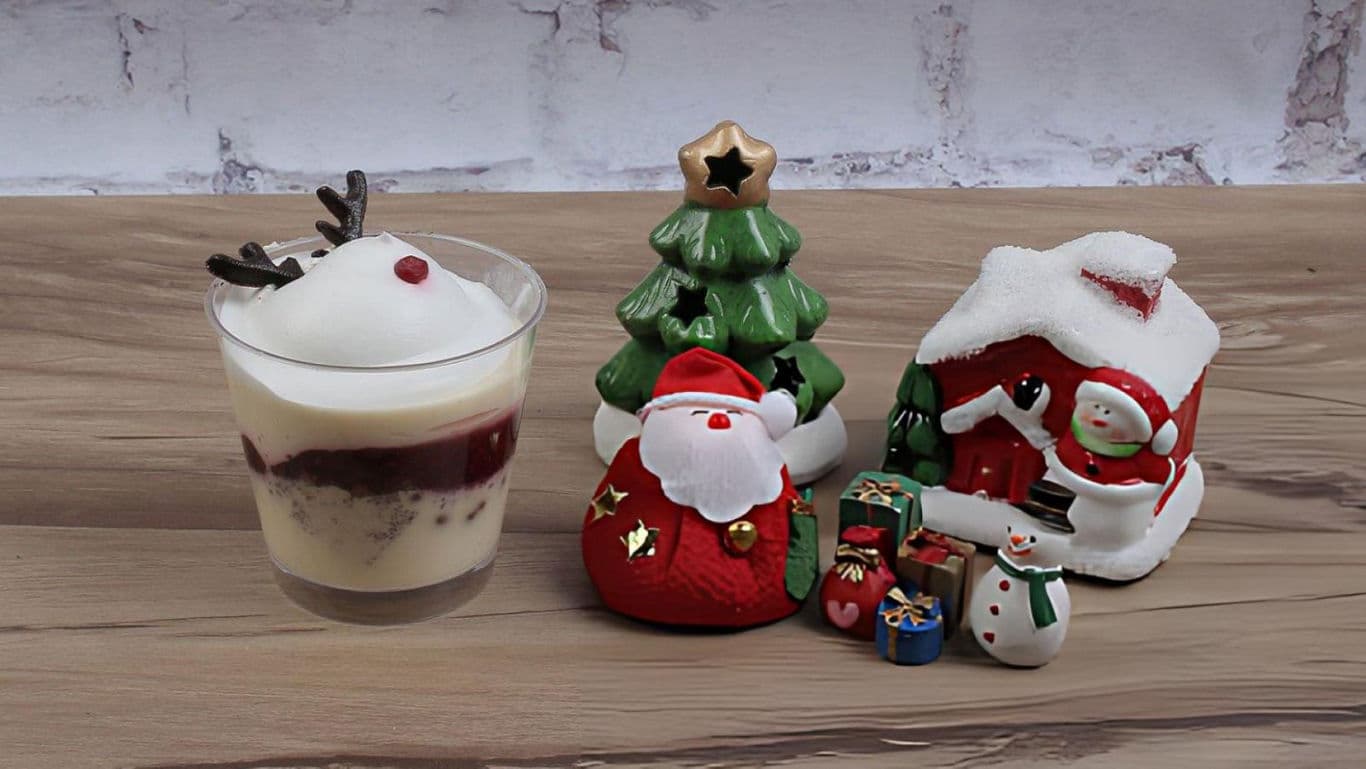 Festive Dessert with Christmas Decorations