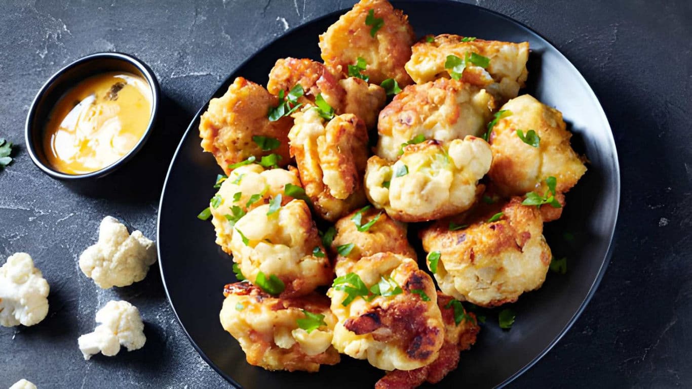 Crispy cauliflower bites with dipping sauce