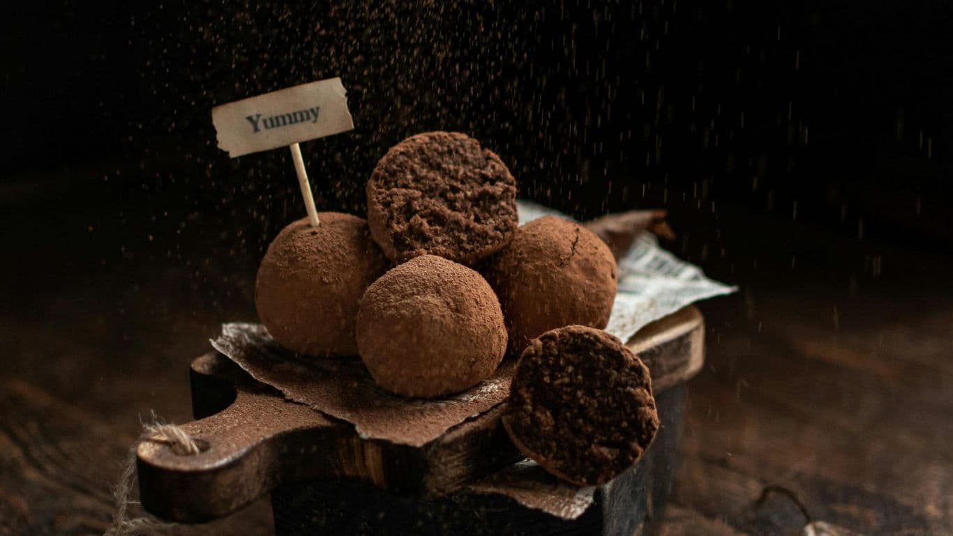 Chocolate truffles with cocoa dusting