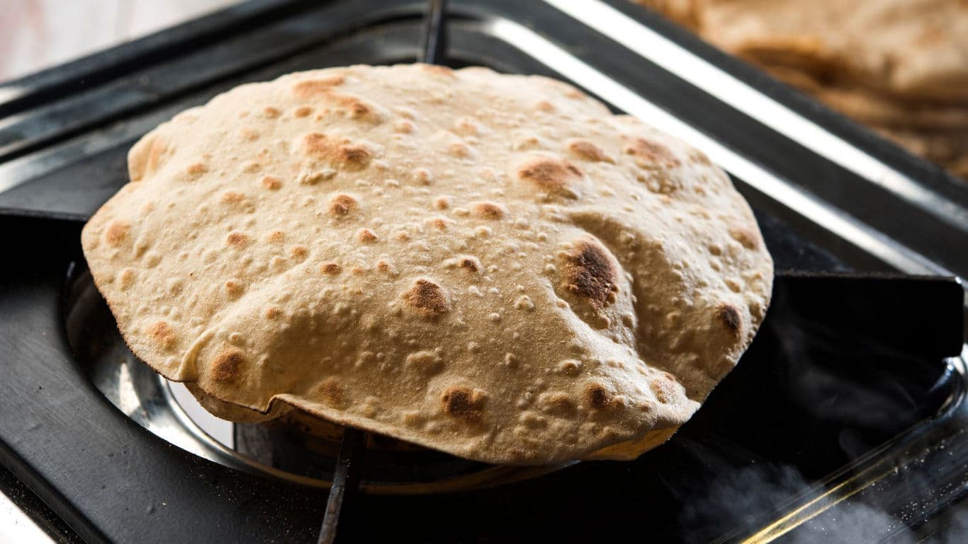 Fluffy rotis cooked on stovetop