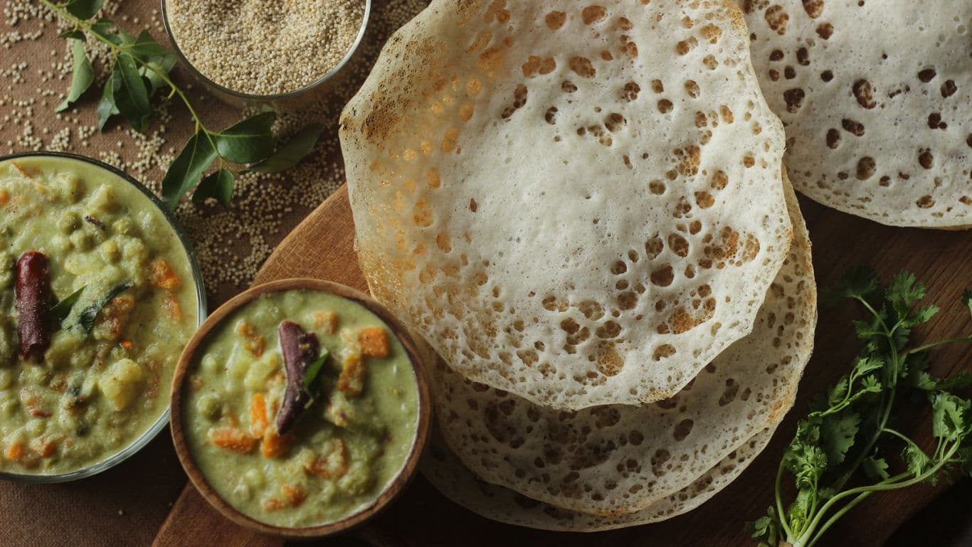 Traditional Appam with Vegetable Curry