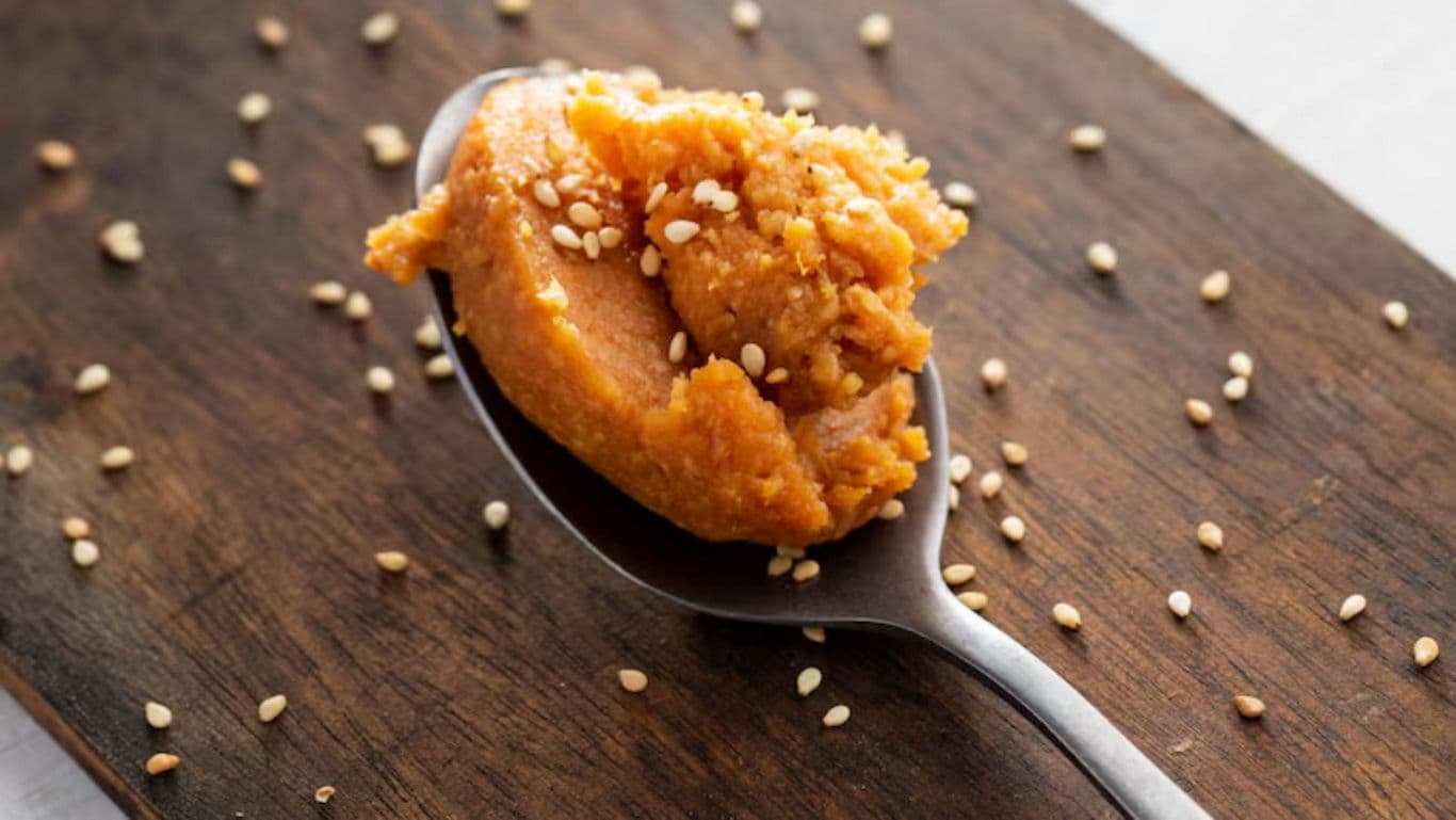 Spoonful of Miso Paste with Sesame Seeds