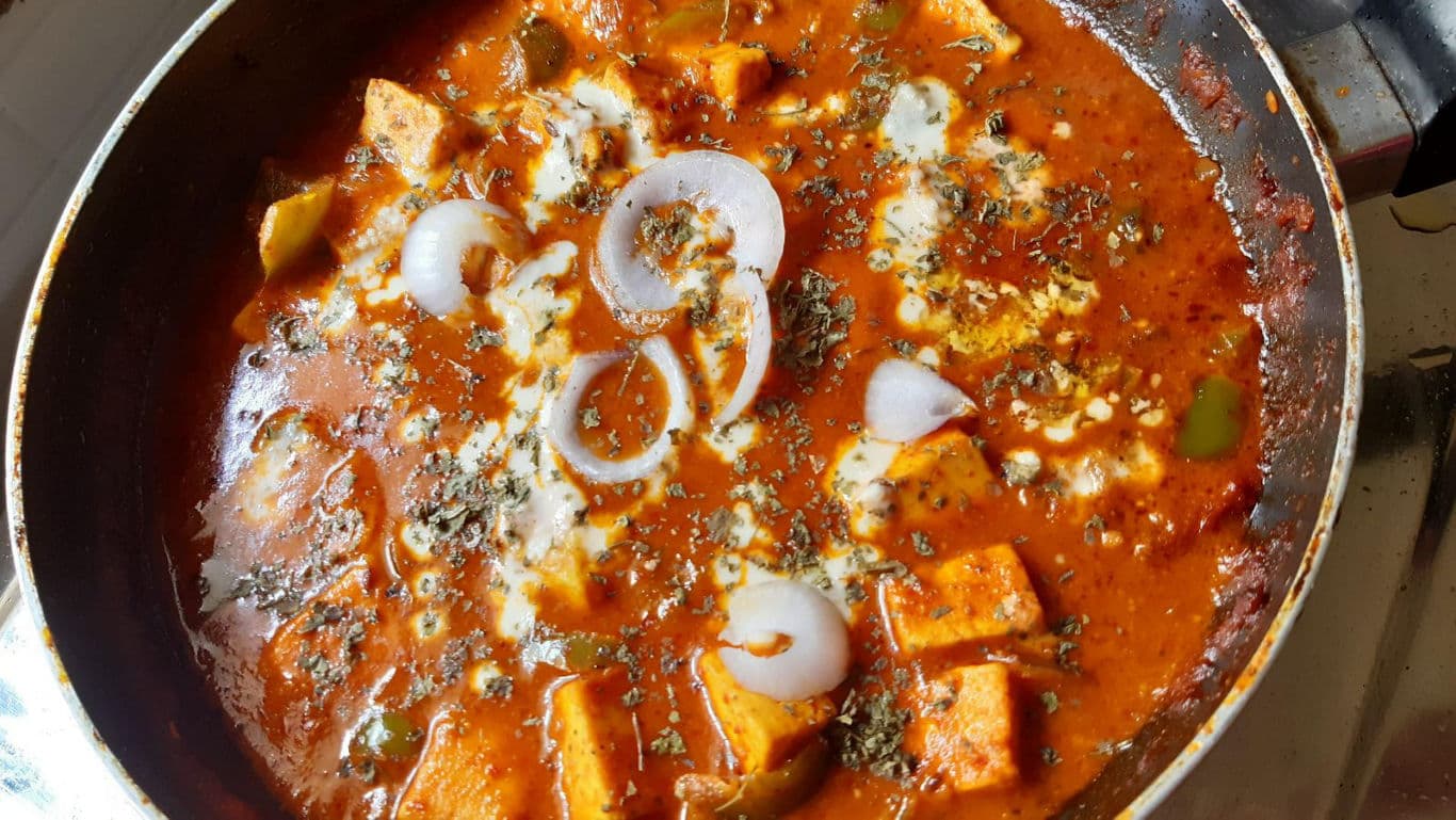 Paneer curry with onions and spices