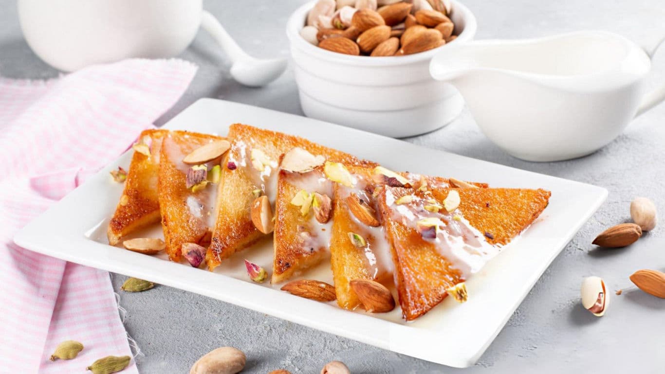 Sweet dessert with almonds and pistachios