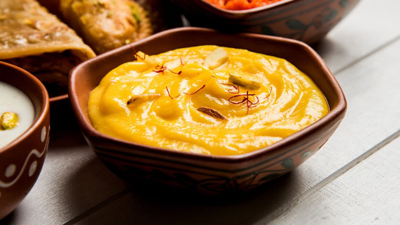 Traditional Indian Dessert in Ceramic Bowl