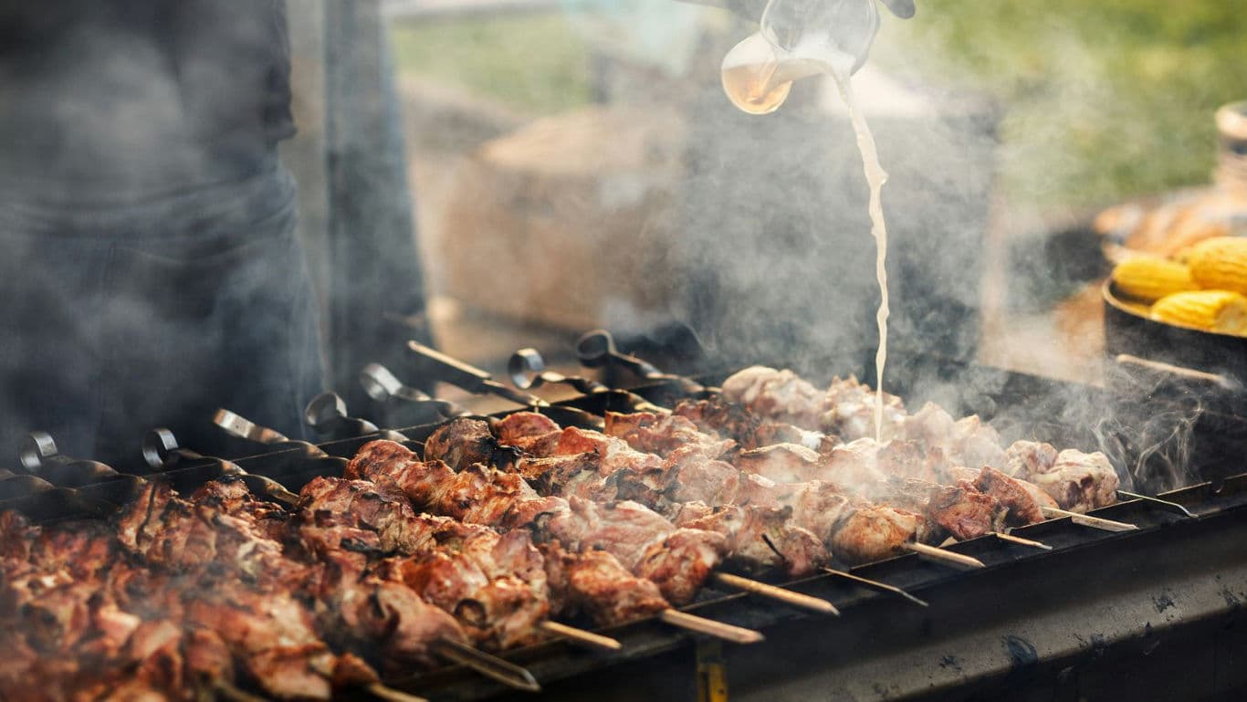 Lucknow kebabs on a grill