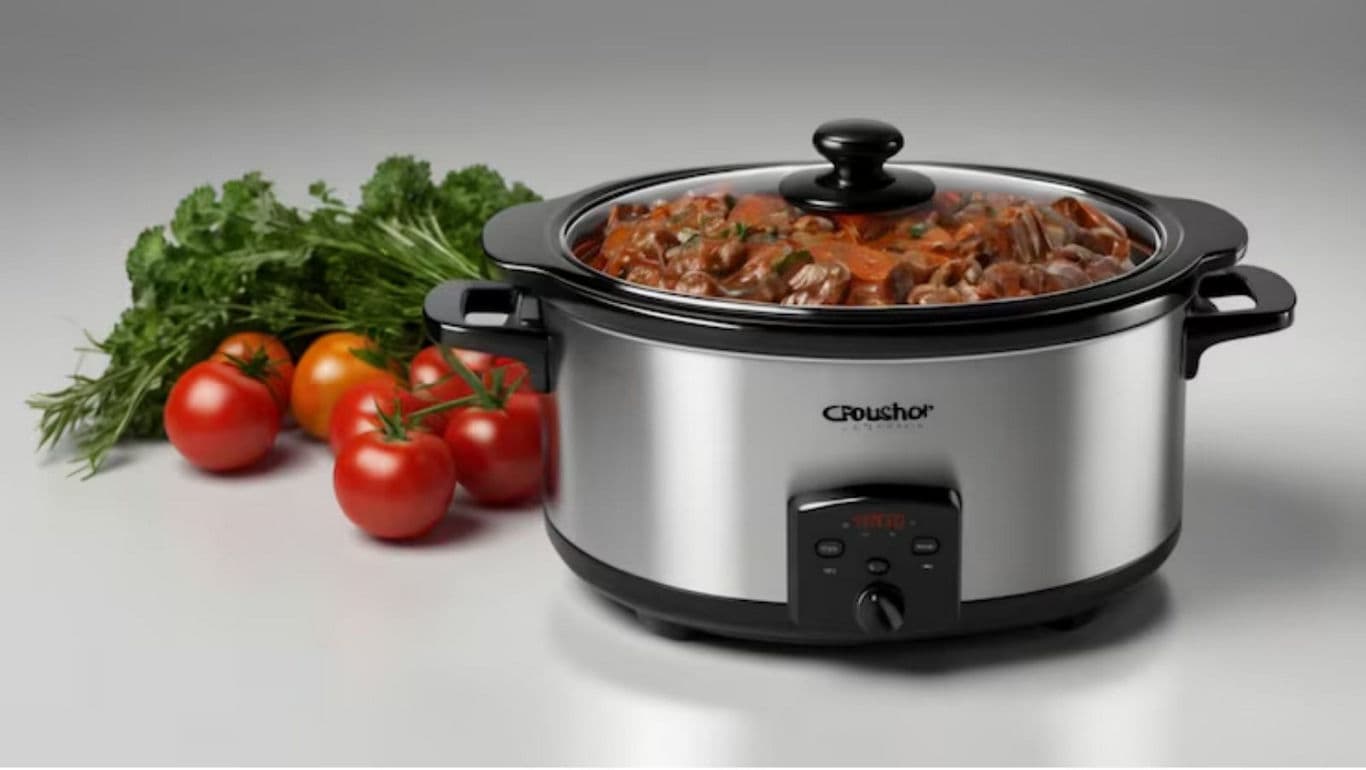 Stainless steel slow cooker with stew