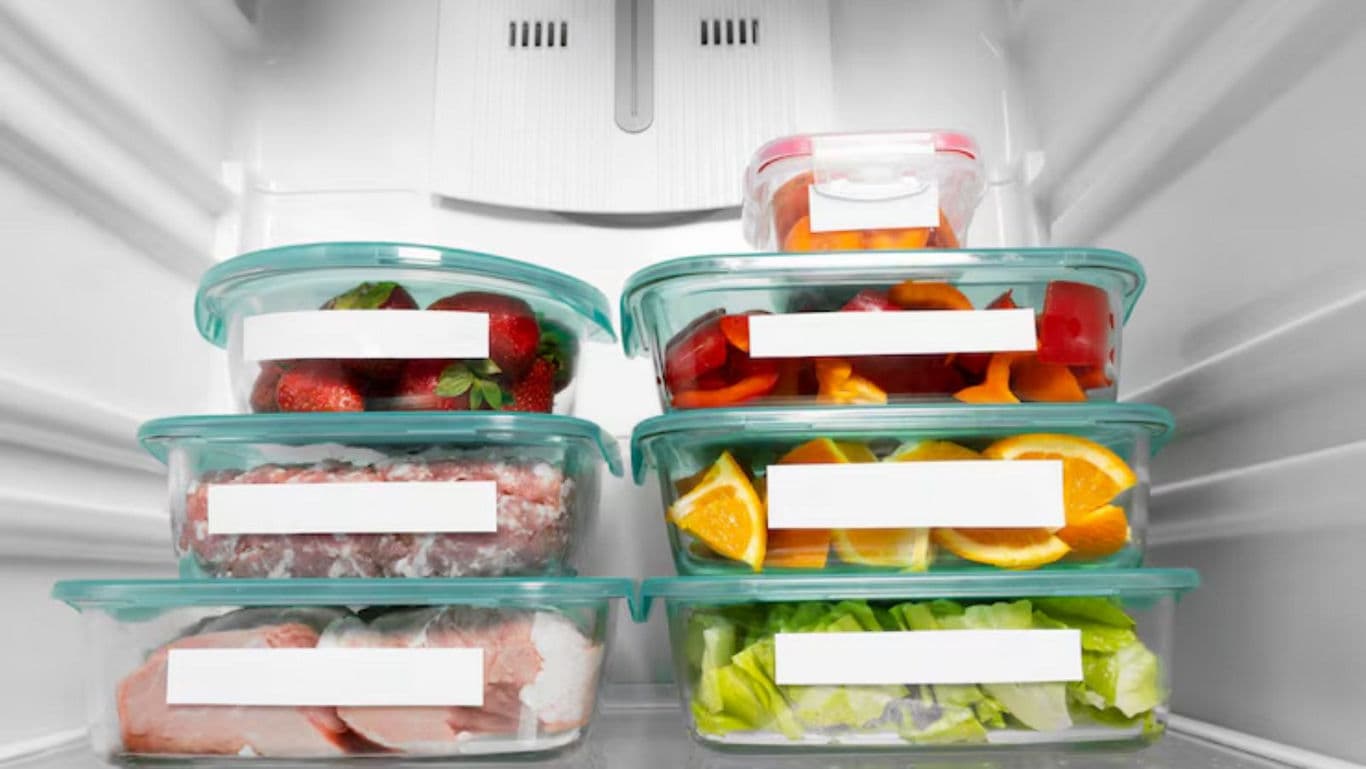 Organized fridge with food storage containers