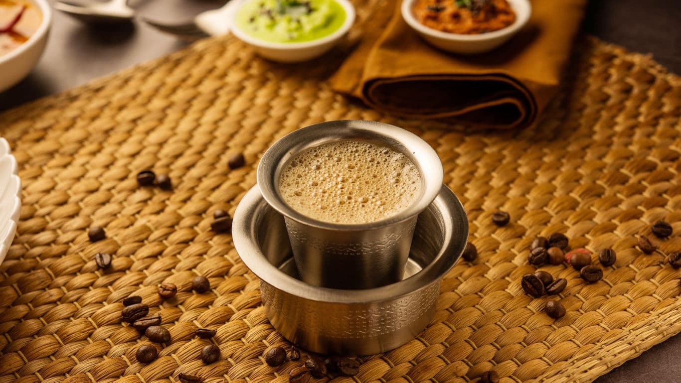 Traditional South Indian Filter Coffee in Steel Tumbler