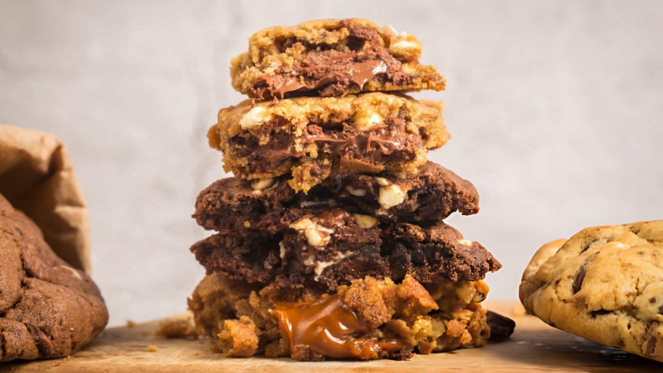Stack of Assorted Gooey Cookies