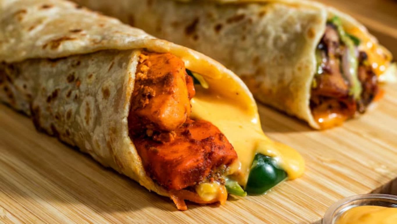 Cheese-filled wraps with vibrant fillings