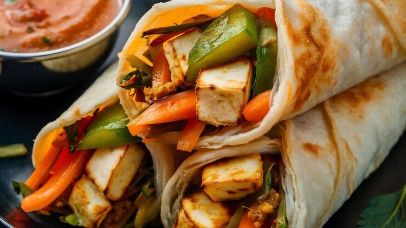Vegetarian wraps with paneer and vegetables