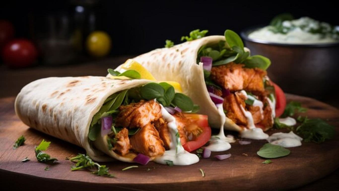 Fresh chicken wraps with vegetables