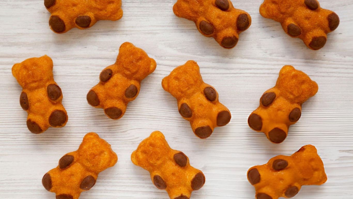 Bear-shaped cookies with chocolate accents