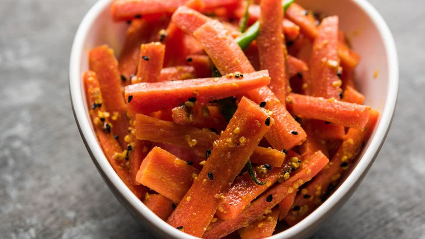 Spicy Carrot Salad with Black Sesame Seeds