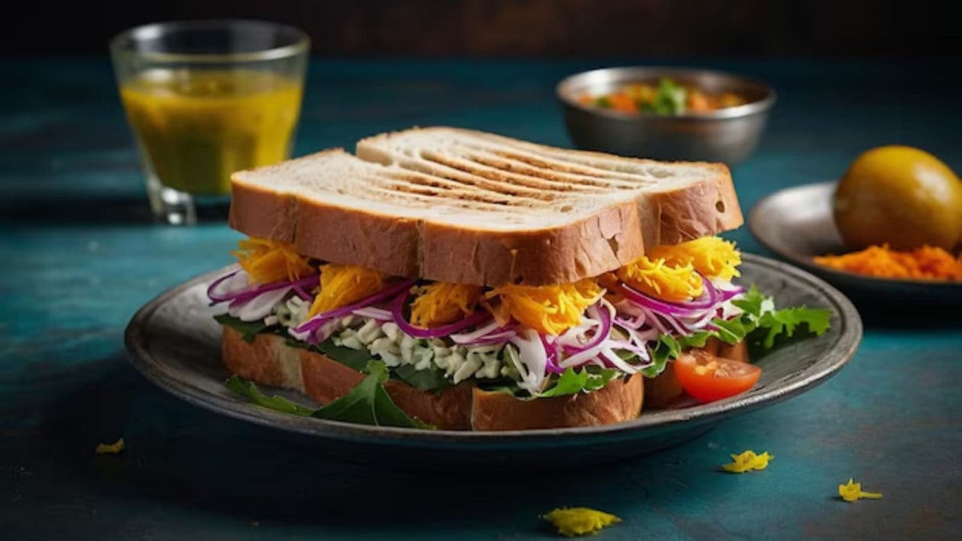 Vegetable sandwich with vibrant toppings