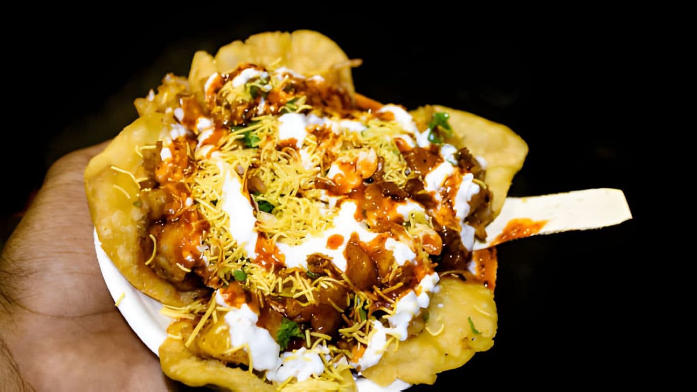 Indian street food with vibrant toppings