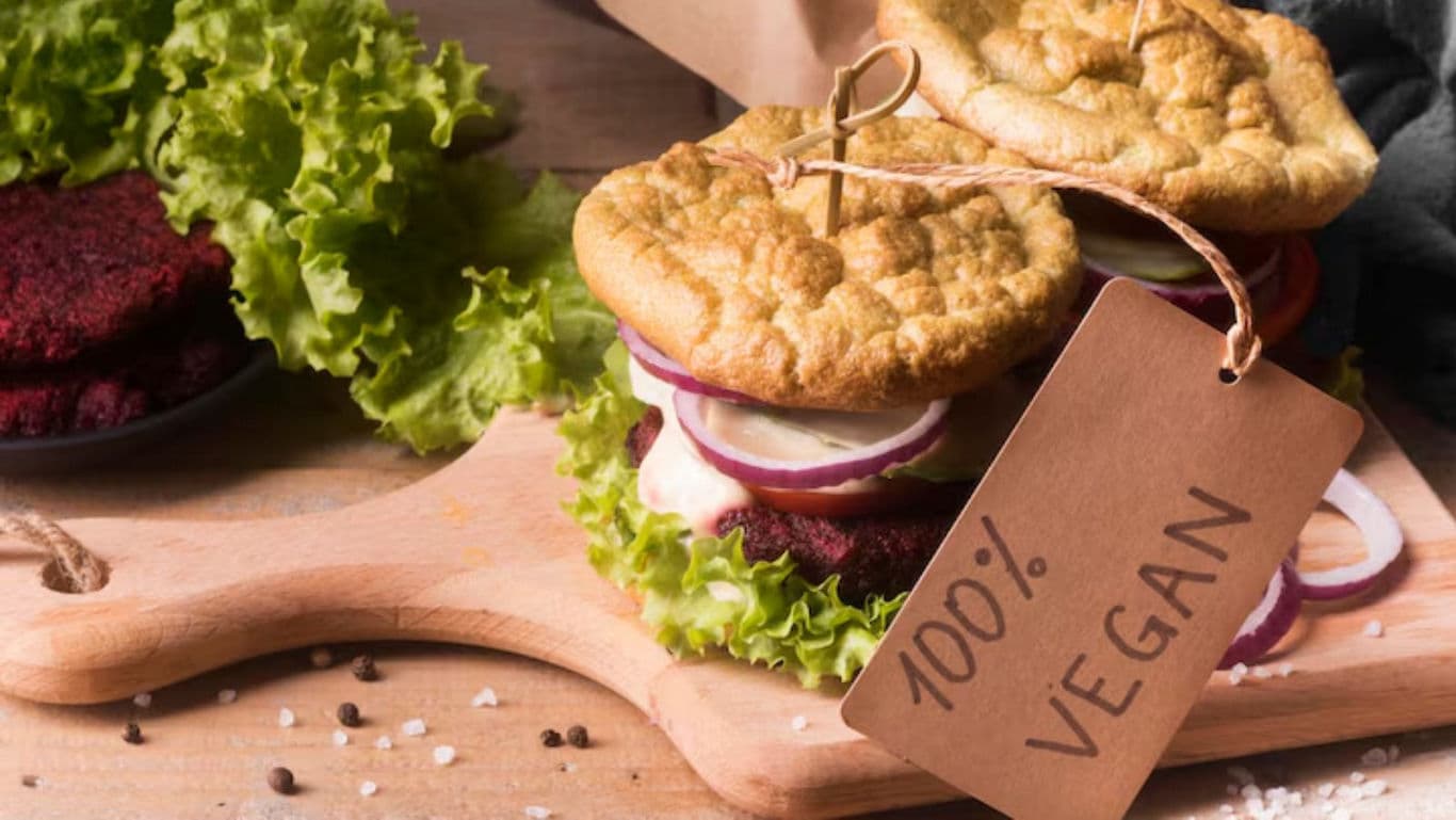 100% Vegan Burger with Fresh Ingredients