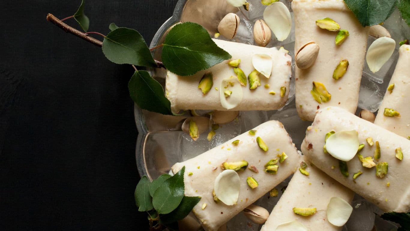 Traditional Indian kulfi ice cream with pistachio and almond